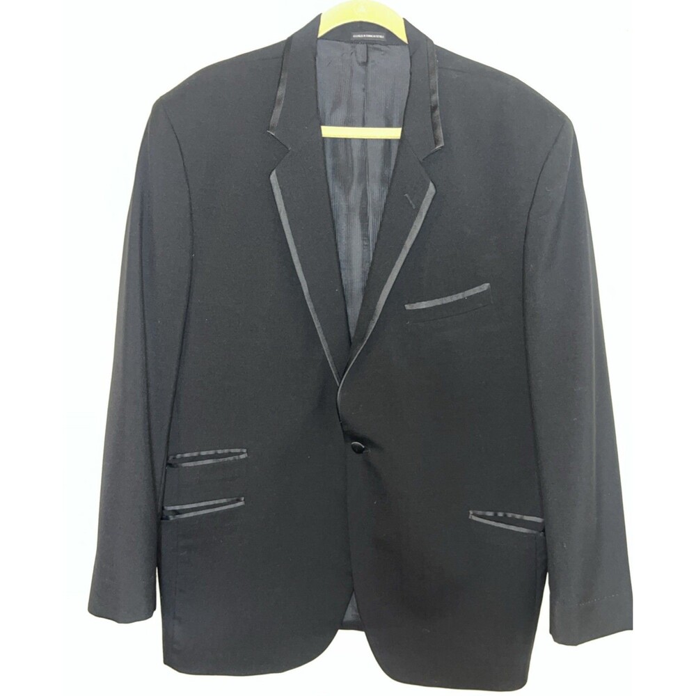 Fumagalli’s Tuxedo Jacket 100% Wool Single Button Up 48R Black
